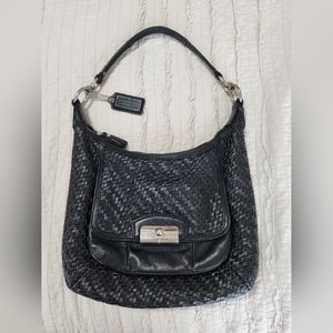 Coach Women's Kristin Woven Leather Hobo Handbag, Black